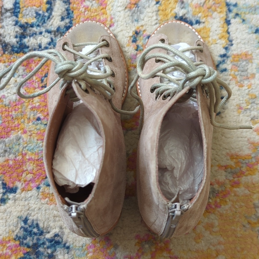 Jeffrey Campbell Cors Suede Leather Lace Up Peep Toe Ankle Booties Light Grey 9 - Picture 4 of 16